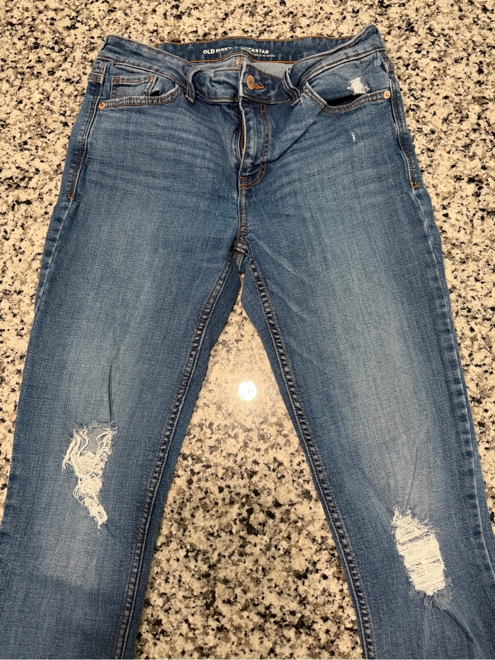 Old Navy Medium Blue Skinny Distressed Jeans
